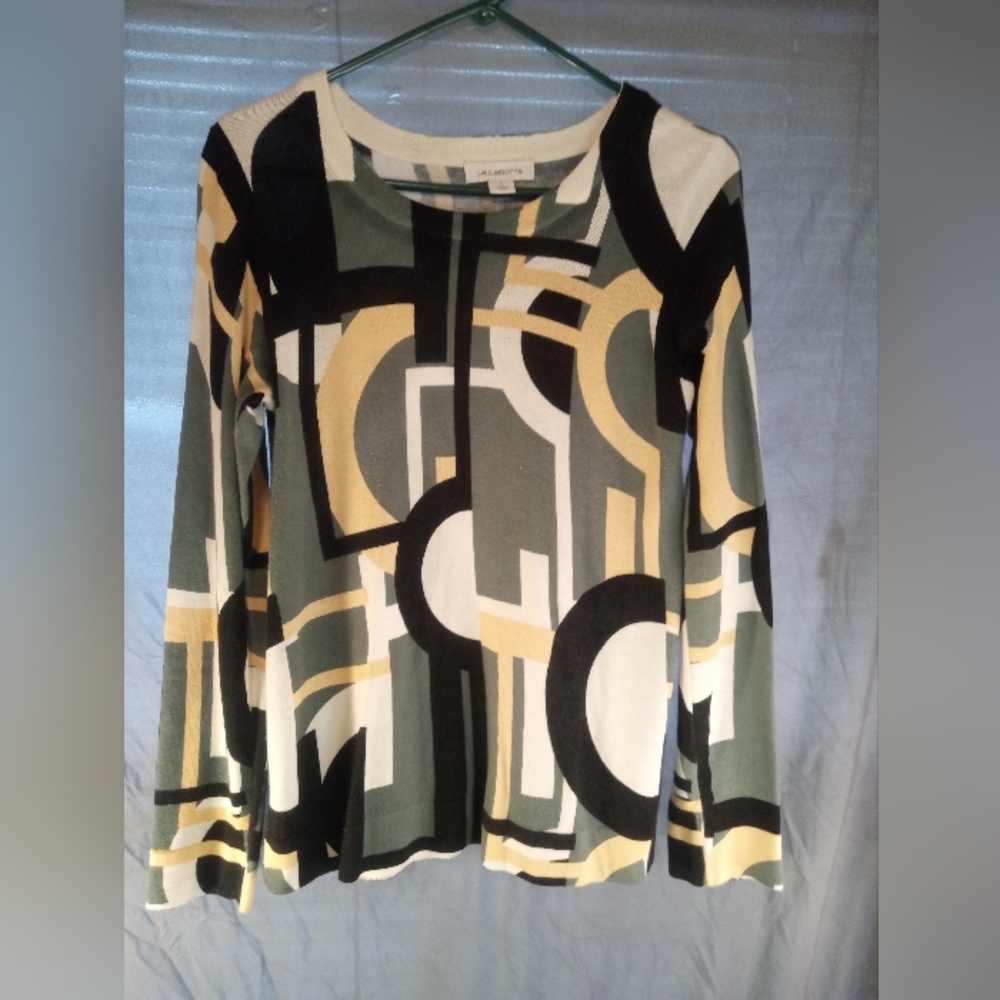 Liz Clairborne Geometric Patterned Women's Long Sleeve Top